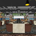 Modern Internet Cafe Interior With Multiple Computers Comfortable Seating And Bright Workstations 3d model