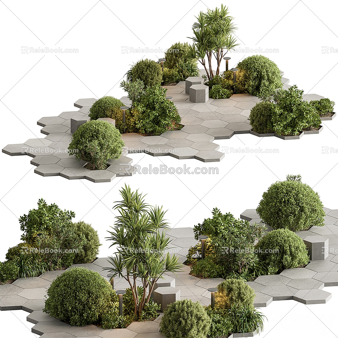 Shrubbery landscape tree sketch model