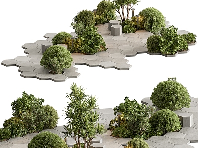 Shrubbery landscape tree sketch model