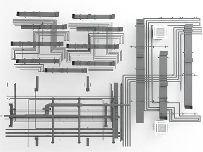 Industrial LOFT pipeline top pipeline fire smoke spray top ceiling pipeline components air conditioning heating pipeline machine pipeline 3d model