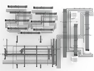 Industrial LOFT pipeline top pipeline fire smoke spray top ceiling pipeline components air conditioning heating pipeline machine pipeline 3d model