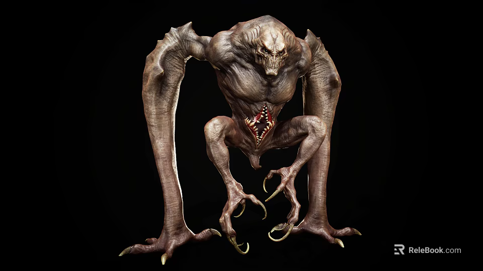 Fierce Mythical Creature Character With Bat Like Wings Clawed Limbs And Menacing Posture 3d model 