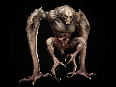 Fierce Mythical Creature Character With Bat Like Wings Clawed Limbs And Menacing Posture 3d model