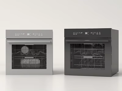 Modern Kitchen Appliances Featuring Gray And Black Built In Double Ovens 3d model