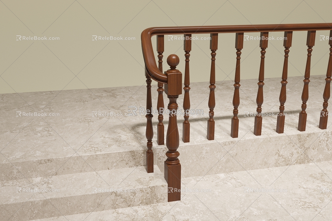 Wooden Railing 3d model