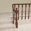 Wooden Railing 3d model