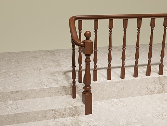 Wooden Railing 3d model