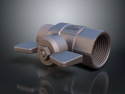 Durable Metal Valve For Industrial Use Featuring Threaded Ends And Control Handle 3d model