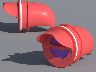 Red 3D Objects With White Stripes Purple Interior And Smooth Surface Design 3d model