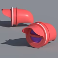 Red 3D Objects With White Stripes Purple Interior And Smooth Surface Design