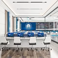 Modern monitoring room Command control room Dispatching command center Monitoring hall Command hall Office desks and chairs 3d model