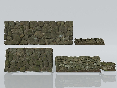 Stone Wall Fence Piled Fence Stone Wall Masonry Stone Wall Stone Moulder Old Wall 3d model