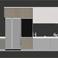 Modern Kitchen Interior With Wooden Cabinets White Island Counter And Stainless Steel Appliances