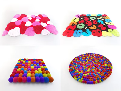 Vibrant Shaped Carpets With Heart Dot Square Round Patterns For Home Decor 3d model