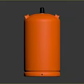 Bright Orange Cylindrical Storage Tank With Black Cap And Smooth Surface