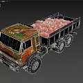 Vintage Cargo Truck Carrying Plenty Of Orange Pumpkins In Open Bed