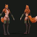 Mythical Half Human Half Fox Character With Orange Fur Fox Ears And Bushy Tail