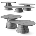 Modern Minimalist Oval Wooden Dining Tables With Sleek Conical Metallic Bases For Upscale Dining Rooms