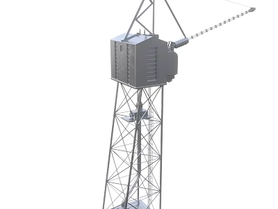 Durable Industrial Equipment with Steel Tower Structure Top Operational Platform and Extended Arm 3d model