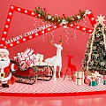 Christmas Christmas Tree Santa Claus Snow Gift Box Photo Clock-in Sled Car Christmas Deer 3d model