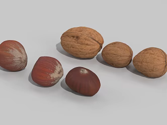 nuts walnut chestnut 3d model