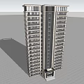 Modern High Rise Residential Building With Multiple Units And Large Windows 3d model