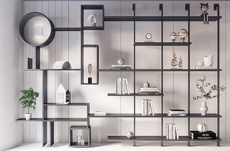 Modern bookshelf decoration 3d model