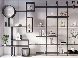 Modern bookshelf decoration 3d model