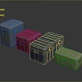 Four Colored Storage Boxes With Lids And Handles For Home