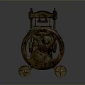 Vintage Rustic Industrial Mechanical Device With Large Wheels And Metal Structure