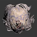 3D Female Character With Light Purple Long Curly Hair Blue Eyes On Dark Background
