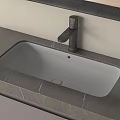 Modern Built in Washbasin with Gray Marble Countertop and Black Faucet