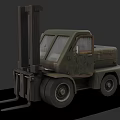 Industrial Green Forklift With Cab Forks And Utility Wheels Design