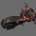 Orange Motorcycle with Retro Industrial Design Black Tires Headlight and Seat