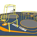 Yellow And Blue Outdoor Sports Equipment With Multiple Fitness Stations For Break Time
