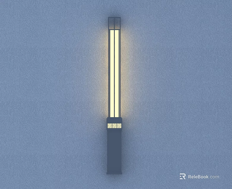 Modern Wall Lamp with Sleek Black Frame and Bright LED Lighting on Gray Wall 3d model 