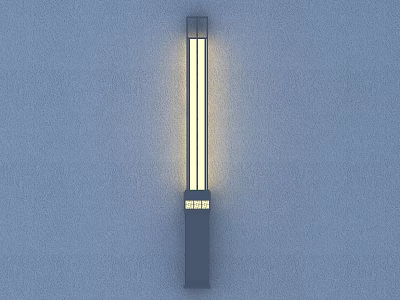 Modern Wall Lamp with Sleek Black Frame and Bright LED Lighting on Gray Wall 3d model