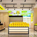 Grocery Supermarket Interior With Fresh Fruit Displays Delivery Service And Cashier Counter