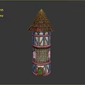 Traditional Tower With Pointed Red Roof Wooden Frames Stone Walls And Multi Level Design