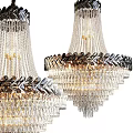 Luxurious Crystal Chandeliers With Sparkling Layered Crystals And Metallic Frame Design