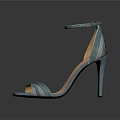 Elegant Blue High Heel Sandals With Ankle Strap Strappy Design And Light Colored Sole