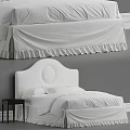 Modern Double Bed With Upholstered Headboard White Bedding And Wooden Nightstand In Clean Interior