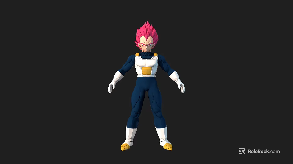 Game and Movie Character 3D Model With Pink Hair Blue And White Outfit Standing Pose 3d model 