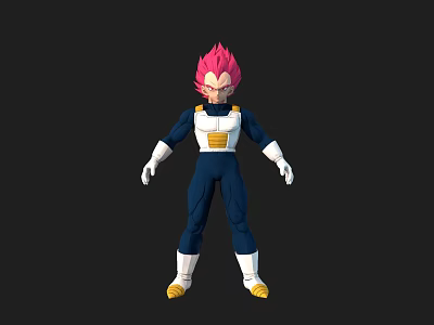 Game and Movie Character 3D Model With Pink Hair Blue And White Outfit Standing Pose 3d model