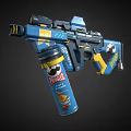 Blue and Yellow Toy Gun Blaster With Pringles Can And Cartoon Design