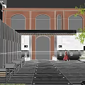 Modern Sales Office Building With Glass Facade And Green Trees In Urban Setting