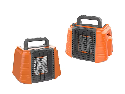 Two Orange Portable Electric Heaters With Handles 3d model