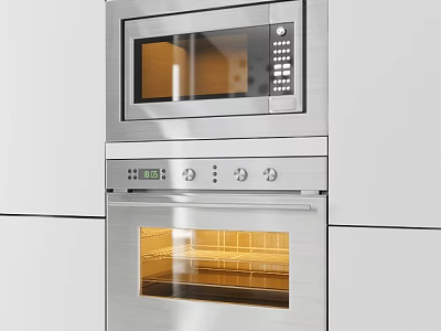 Stainless Steel Built in Microwave and Oven Modern Kitchen Appliance Design 3d model