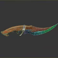 Tactical Weapon Knife With Orange Handle And Green Blade Design Featuring Vibrant Colors