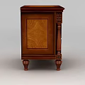 Vintage Wooden Storage Cabinet With Three Drawers And Intricate Carved Details